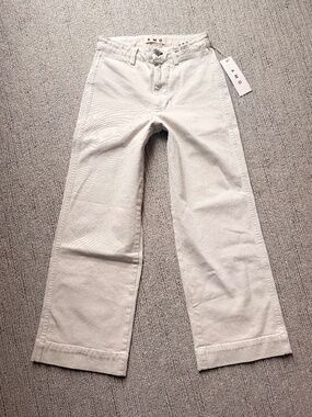 AMO Denim Audrey High-Rise Wide Leg Cream Ankle Jeans Sz 26 NWT $278!!